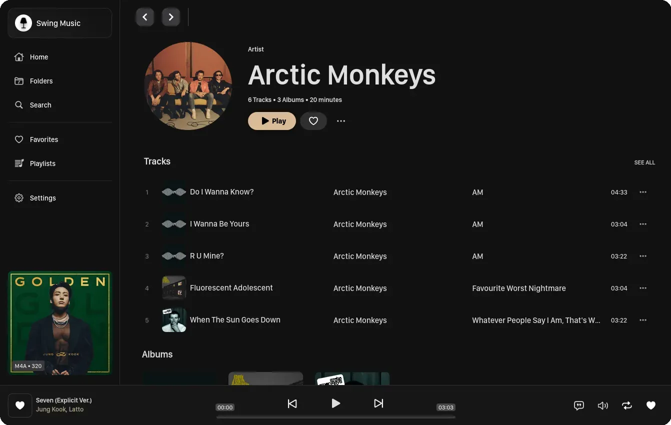 Image showing the Swing Music artist page